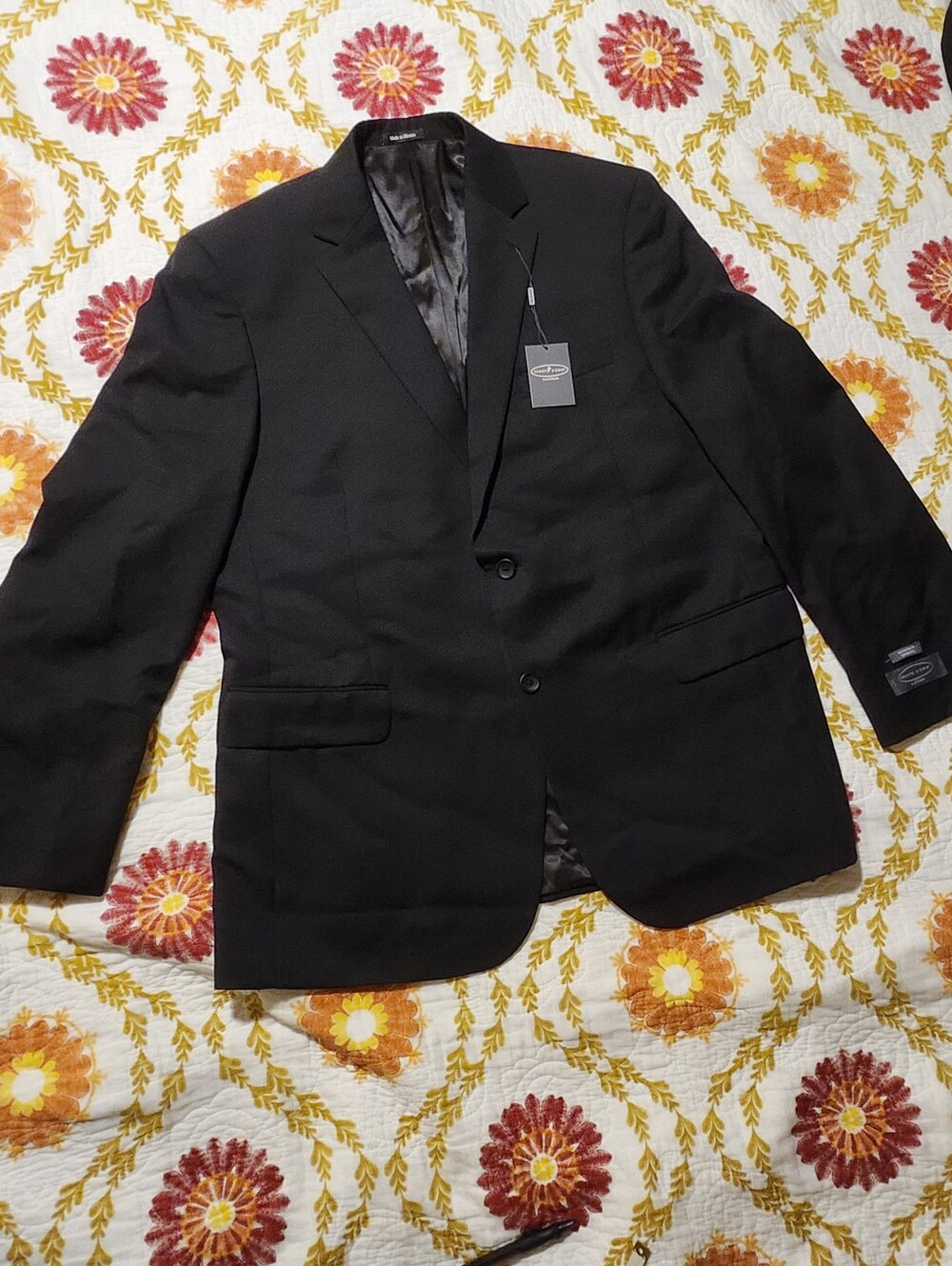 Pronto Uomo Platinum Black 100% Wool 2 Button Jacket Sz 46L